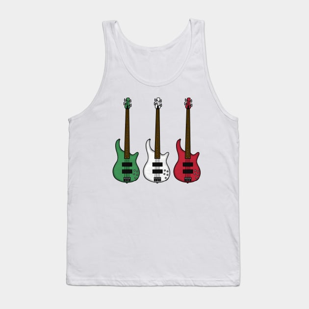 Bass Guitar Italian Flag Bassist Musician Italy Tank Top by doodlerob